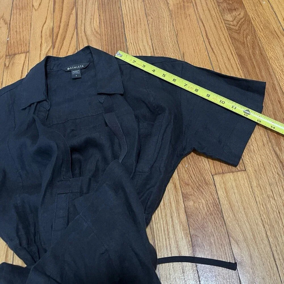 Athleta Black Linen Playa Wrap Dress Size 2‎ - Picture 10 of 10